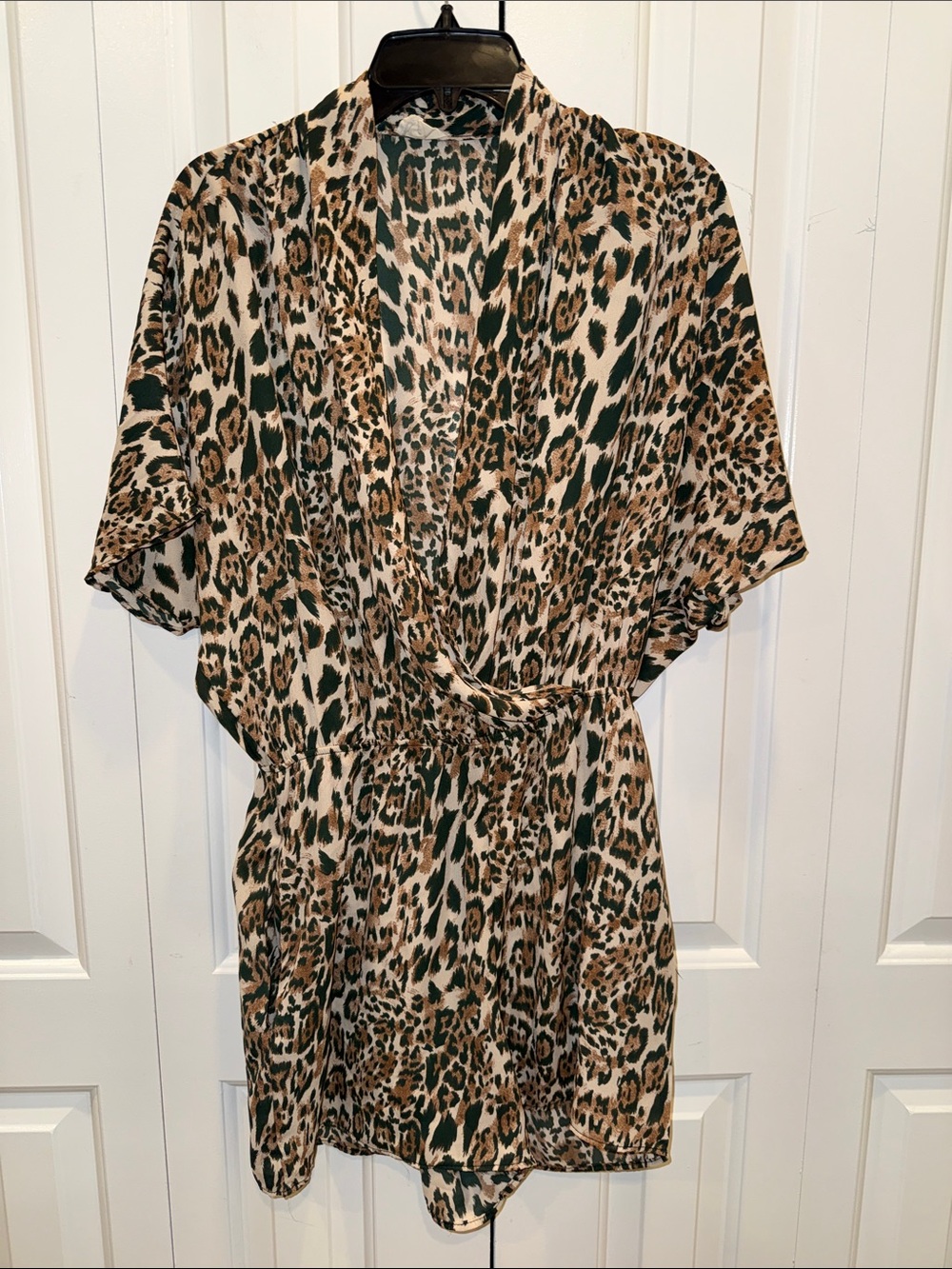 Leopard Print Wrap Dress in Brown and Green